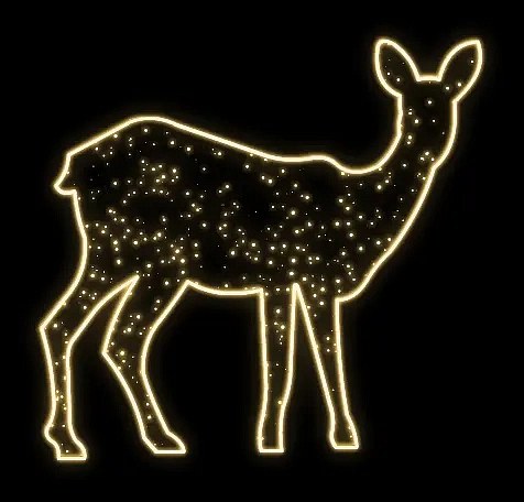 2D LED light deer, 210 × 200 × 5 cm, warm white, standing, aluminium