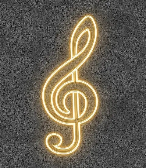 2D LED light violin key, 70 × 180 cm, warm white, standing, 3D printing