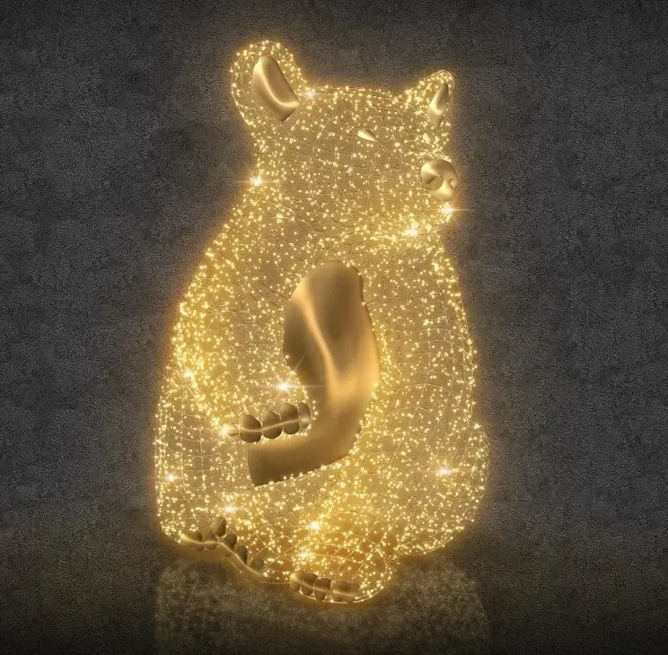 3D LED light bear 300 cm, warm white, aluminium