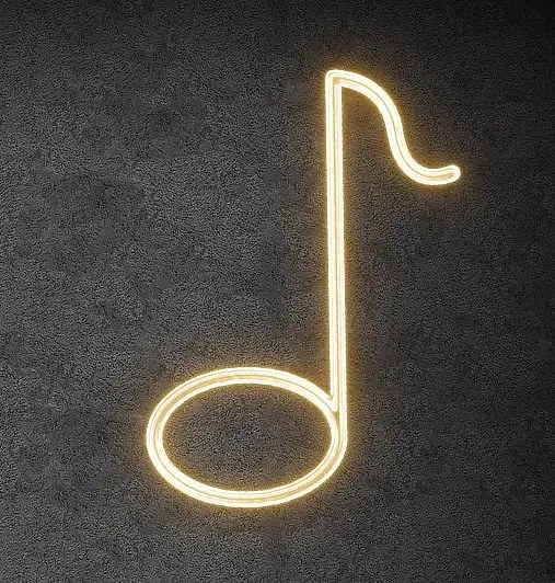 2D LED light note, 80 × 105 cm, warm white, standing, 3D printing