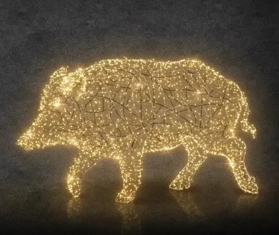 Eco Fix 3D LED light wild boar, 130 cm, ice white, aluminium