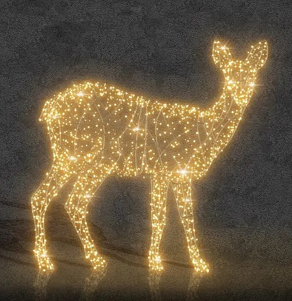 Eco Fix 3D LED light deer, 110 × 400 × 400 cm, warm white, aluminium