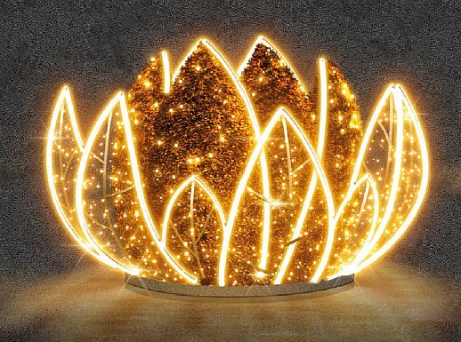 3D LED light water lily, 200 x 150 cm, warm white, 36 V, 59.2 W, 3 parts