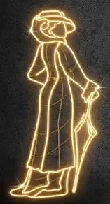 2D LED light lady with umbrella, 95 × 195 cm, warm white, standing, 3D printing