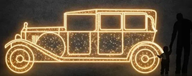 Eco Fix 2D LED light car Tatra 31, 455 × 187 × 60 cm, warm white, standing, 3D printing