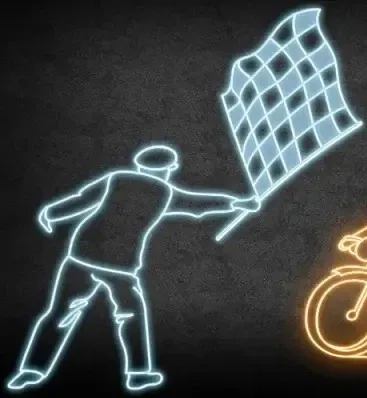 Eco Fix 2D LED light man with flag, 235 × 255 × 60 cm, icy white, standing, 3D printing