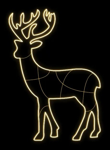 Eco Fix 2D LED light deer, 160 × 287 × 60 cm, warm white, standing, 3D printed, aluminium