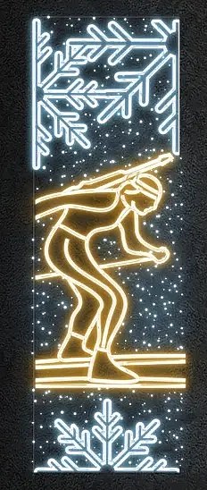 Easy Fix 2D LED light banner for speed skating, 80 × 250 cm, warm and icy white, decor for public lighting, aluminium