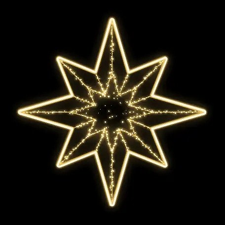 Easy Fix 2D LED star light II., with braid, Ø 308 cm, warm white, hanging, aluminium