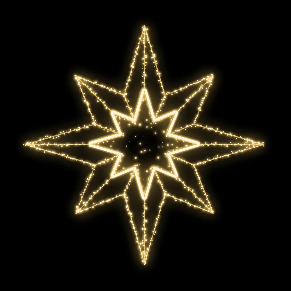 Easy Fix 2D LED star light III, warm white, hanging, Ø 308 cm, aluminium