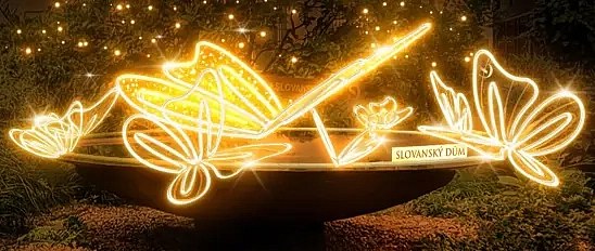 LED light fountain, 300 x 100 x 300 cm, warm white