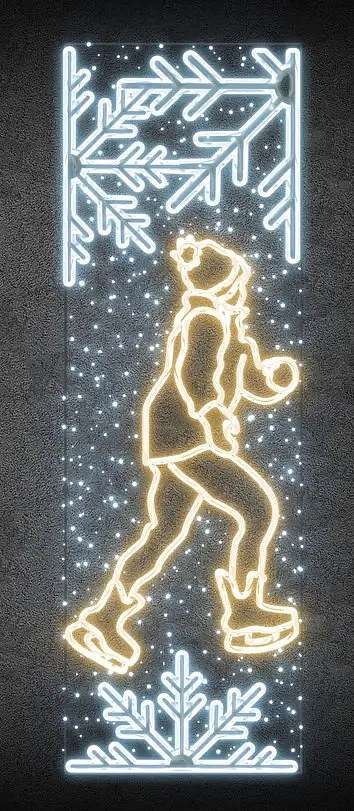 Easy Fix 2D LED light banner skater, 80 × 247 cm, warm and icy white, decor for public lighting, aluminium