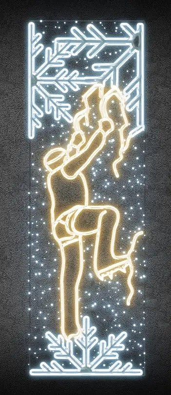 Easy Fix 2D LED light banner climber, 95 × 255 × 50 cm, warm and icy white, decor for public lighting, aluminium