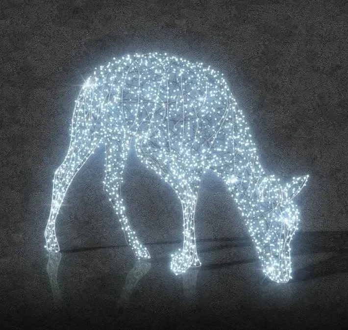 3D LED light deer with tilted head, 250 cm, icy white, 24 V, 98.2 W, 91 kg, 3 parts