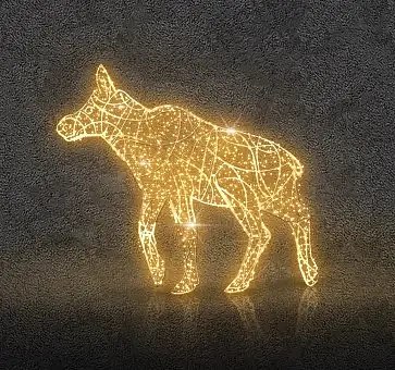 Eco Fix 3D LED illuminated moose calf, WS2C, 210 × 240 × 55 cm, aluminium