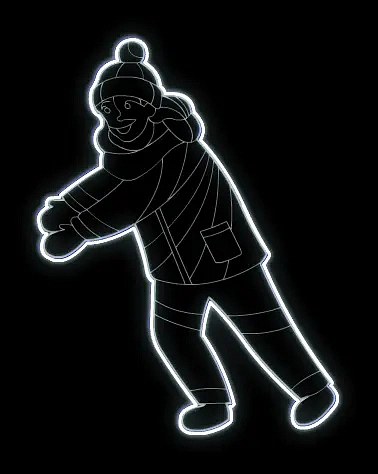 Eco Fix 2D LED light decor, Figure II, building a snowman, 145 × 185 × 3 cm, icy white, hanging, 3D printing