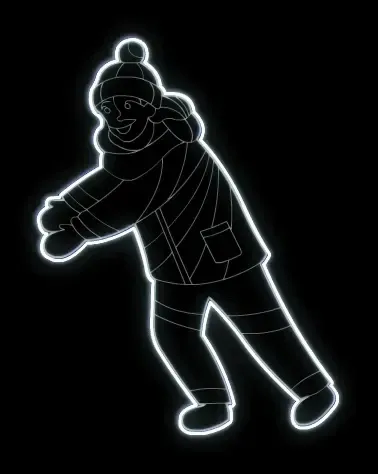 Eco Fix 2D LED light decor, Figure II, building a snowman, 145 × 185 × 3 cm, icy white, hanging, 3D printing