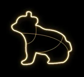 Eco Fix 2D LED light bear, sitting from profile, hanging, 94 × 81 × 3 cm, warm white, 3D printed, gold