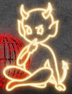 Eco Fix 2D LED light decor, devil III, 66 × 90 × 3 cm, warm white, hanging, 3D printing