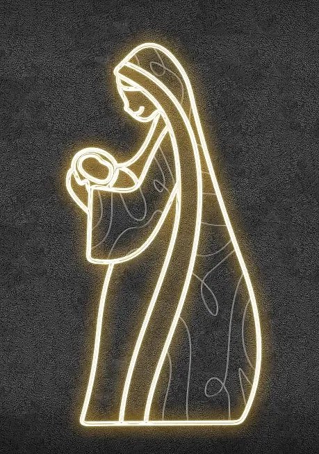 Easy Fix 2D LED light decor, Marie, white, 114 × 208 × 63 cm, warm white, standing, 3D printed, aluminium