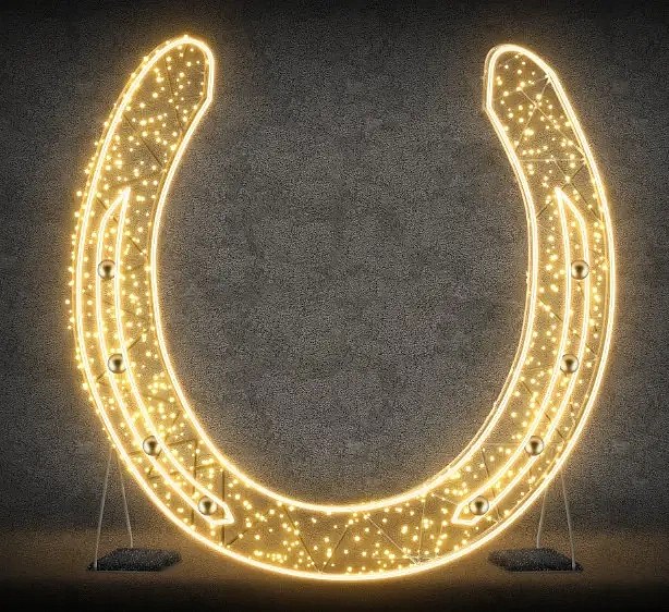 2D LED horseshoe light, 220 × 220 cm, warm white, standing, 3D printing