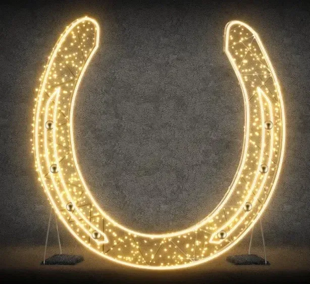 2D LED horseshoe light, 220 × 220 cm, warm white, standing, 3D printing