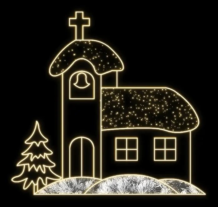 Eco Fix 2D LED light church, 265 × 250 cm, warm white, standing, 3D printed, aluminium