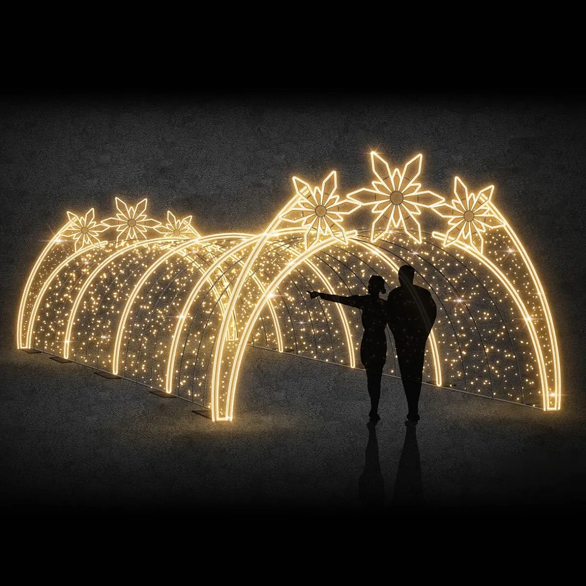 Easy Fix 3D LED light tunnel, 420 × 300 × 1000 cm, warm white, aluminium