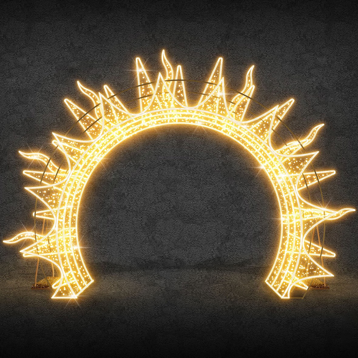 3D LED sun gate 470 x 270 x 149 cm, warm white, 36 V, 87.9 W, 32 kg, 5 parts