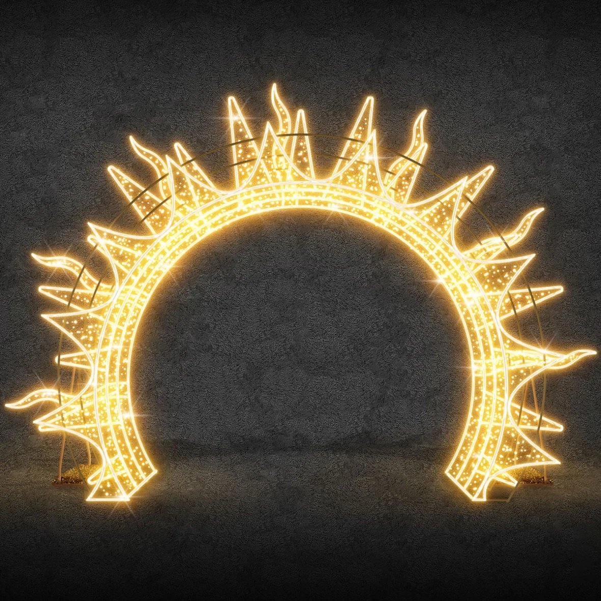 3D LED sun gate 470 x 270 x 149 cm, warm white, 36 V, 87.9 W, 32 kg, 5 parts
