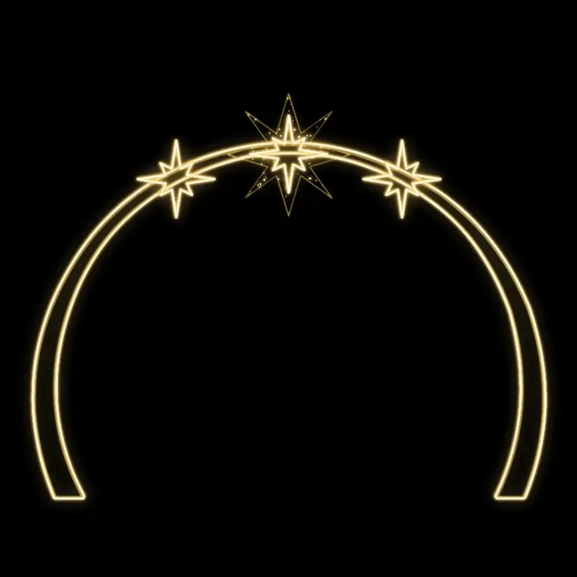 Easy Fix 2D LED 3-star light gate DZ118W, standing, 386 × 315 × 99 cm, warm white, aluminium