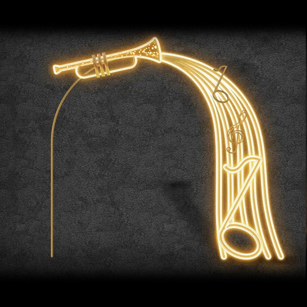Eco Fix 2D LED Tunnel Entrance Light with a Pipe and Musical Notation, Freestanding, 245 × 260 × 4 cm, Warm White, 3D-Printed