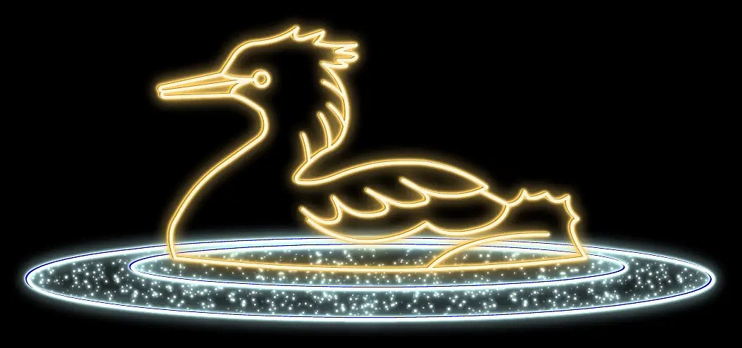 2D LED light duck, 210 × 100 cm, standing, 3D printing
