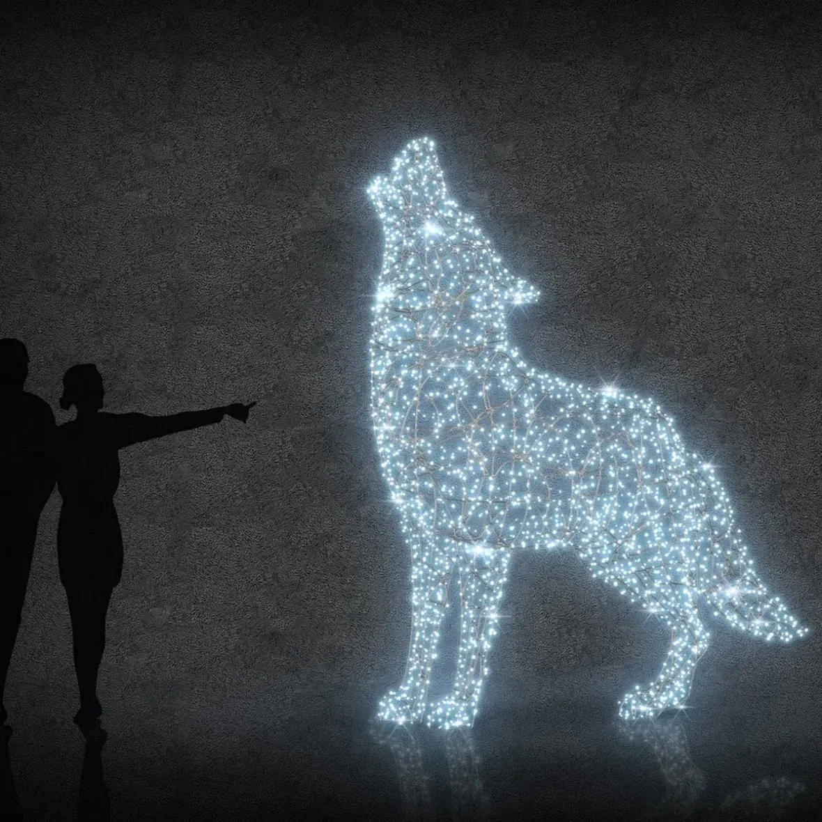 3D LED light wolf howling ?? × ?? × ?? cm, icy white, 36 V, 32.7 W