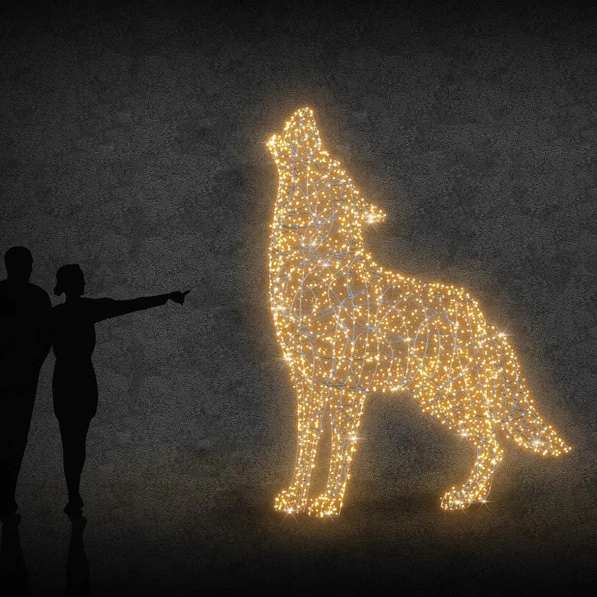 Eco Fix 3D LED light wolf 270 cm, warm white, aluminium