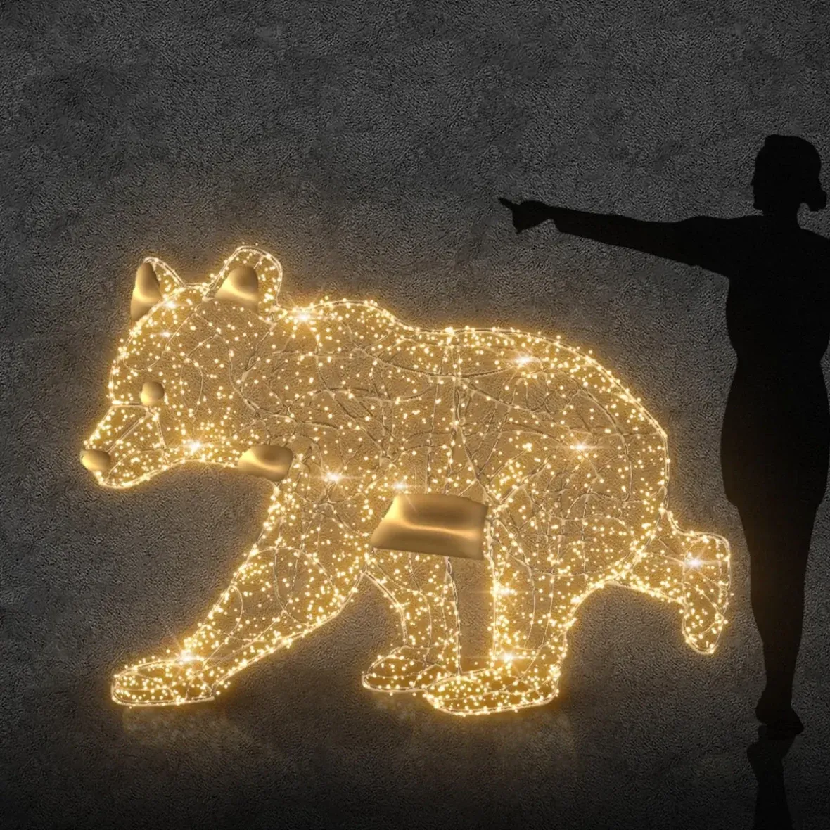 Eco Fix 3D LED light bear cub cm, warm white, aluminium