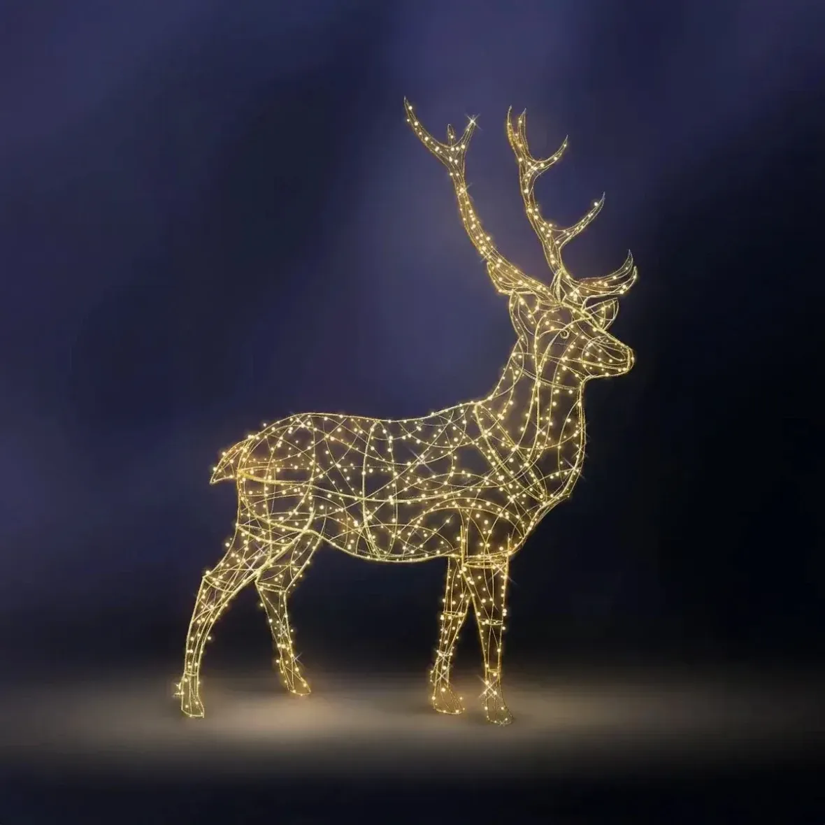 Eco Fix 3D LED deer light 200 cm, warm white, aluminium