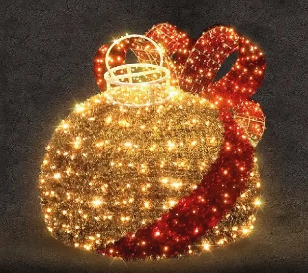 LED light ball with bow, ball diameter 130 cm, warm white