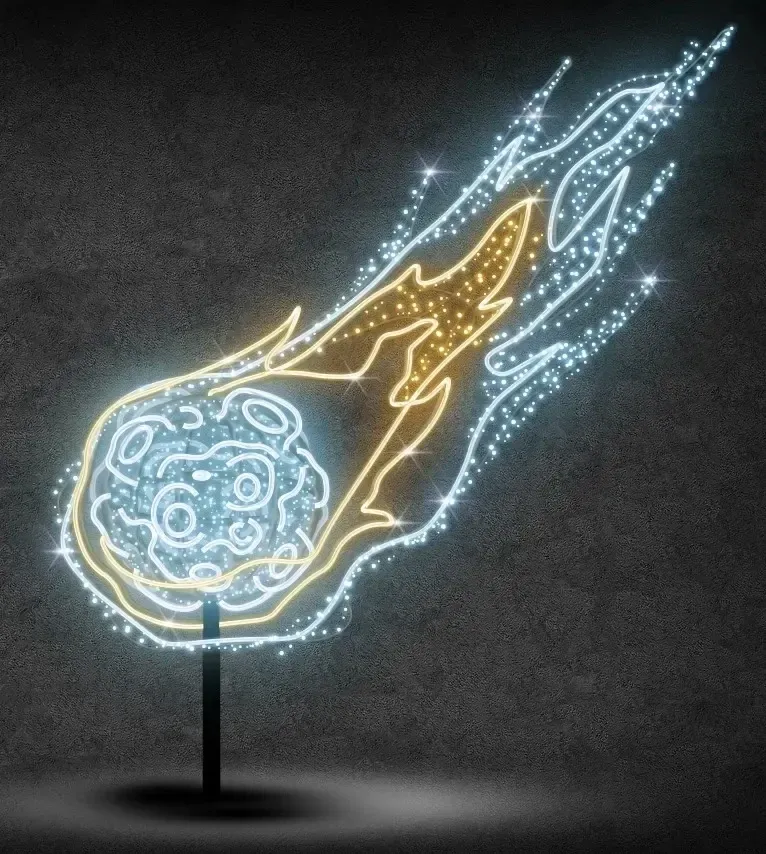 Eco Fix 2D LED meteor light, 300 × 300 × 60 cm, icy and warm white, standing, 3D printed, aluminium