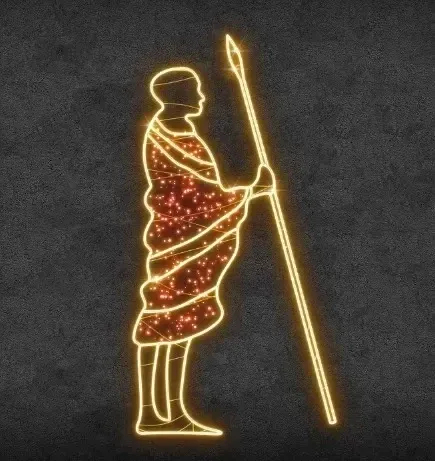 Eco Fix 2D LED light figure African, 114 × 225 cm, warm white, standing, 3D printing