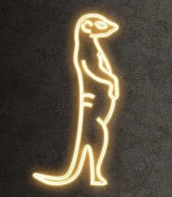 Eco Fix 2D LED light Surikata, side standing, hanging, 54 × 123 × 4 cm, warm white, 3D printed, gold
