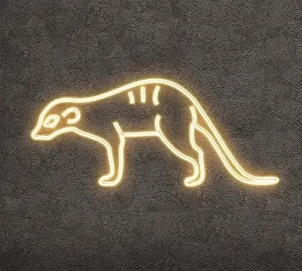 Eco Fix 2D LED light Surikata, on paws, hanging, 135 × 62 × 3 cm, warm white, 3D printed, gold
