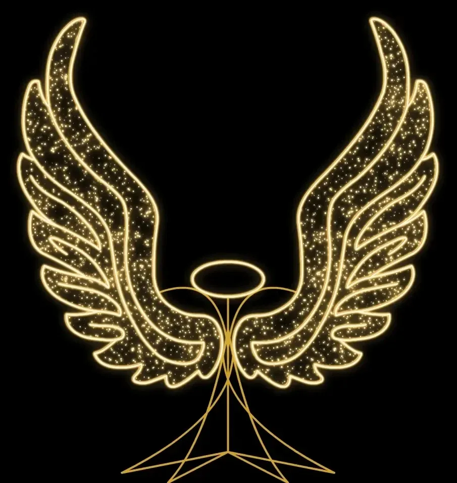 Eco Fix 2D LED Angel Wings, 250 × 260 cm, warm white with crystal, standing, aluminium