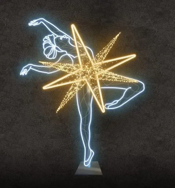 Eco Fix 2D LED Light Ballerina III, 190 × 225 cm, warm and icy white, standing, 3D printing