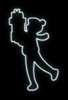 Eco Fix 2D LED light decor, boy with gift, 100 × 150 × 3 cm, icy white, hanging, 3D printing