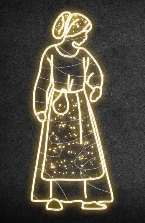Eco Fix 2D LED light figure of a girl, 200 × 85 cm, warm white, standing, 3D printing