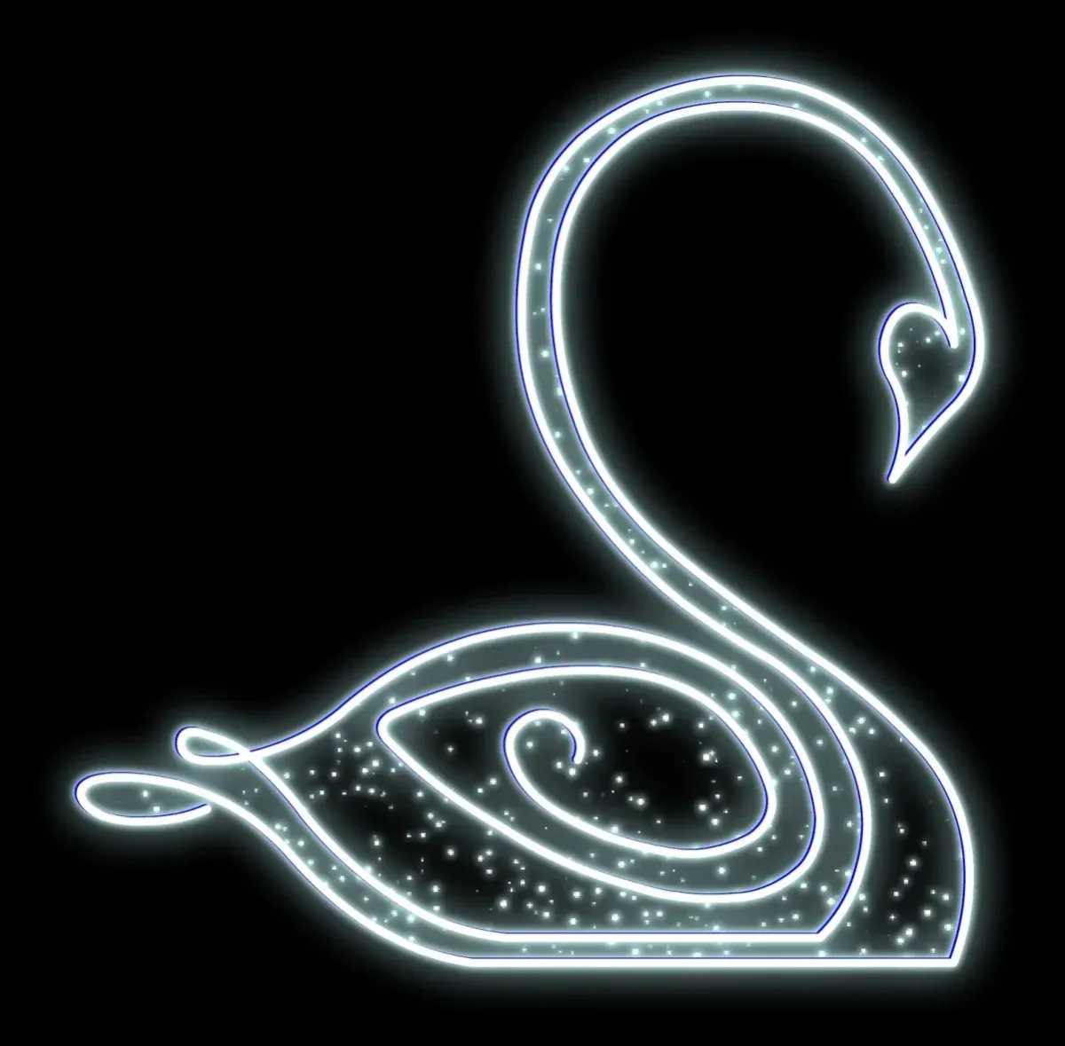 Eco Fix 2D LED light swan, 207 × 206 × 60 cm, icy white, standing, 3D printed, aluminium
