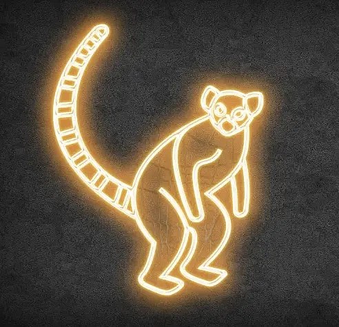 Eco Fix 2D LED light lemur, standing, hanging, 110 × 136 × 5 cm, warm white, 3D printed, gold