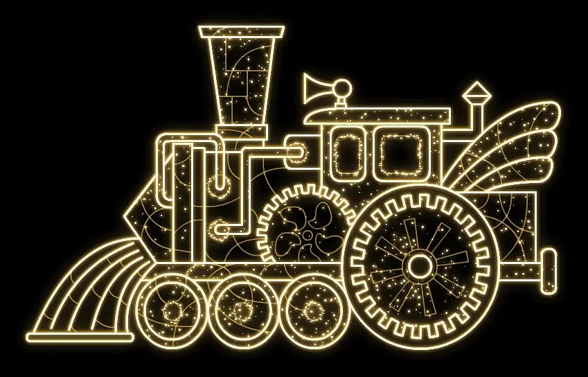 Easy Fix 2D LED light locomotive, 500 × 280 × 61 cm, warm white, standing, 3D printing