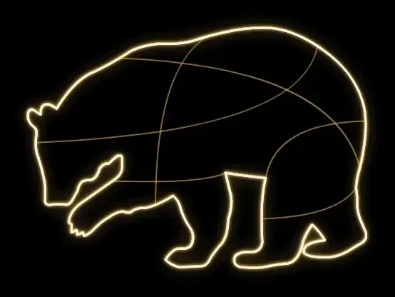 Eco Fix 2D LED light bear, hanging, 130 × 166 × 3 cm, warm white, 3D printed, gold